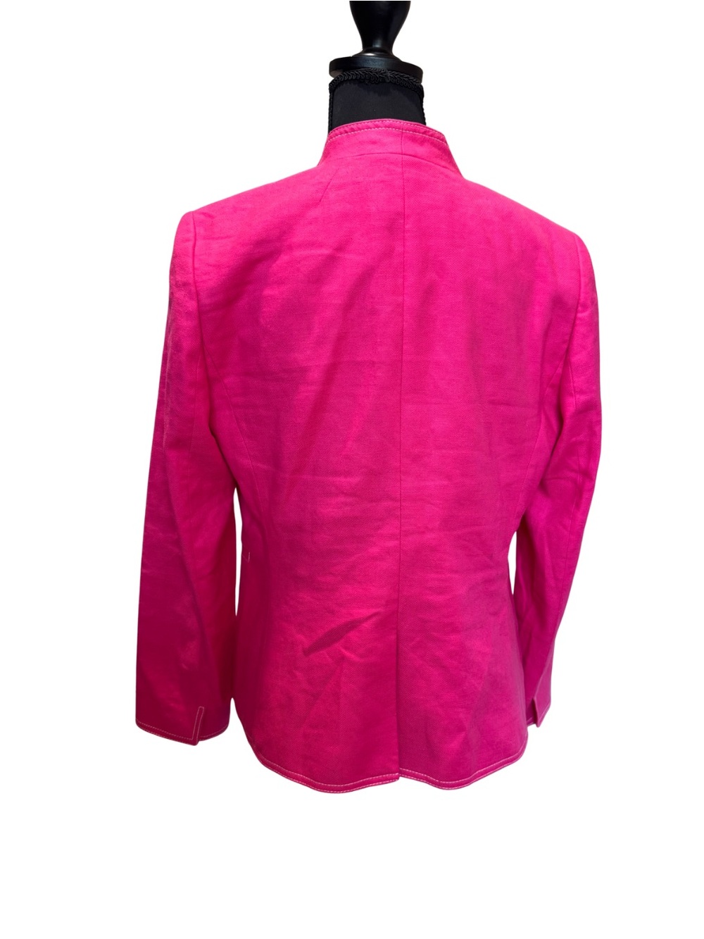 J.Crew Pink Linen Blend Open Front Blazer Size 4 Contrast Stitching - Picture 3 of 9